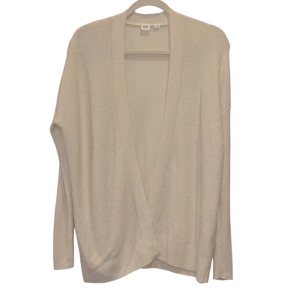 Gap Wool Blend Open Front Beige Cream Cardigan Cozy XS